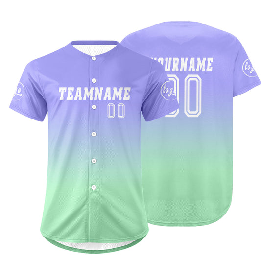 Custom Light Purple Light Green Baseball Jersey Personalized Gradient Team Uniforms Shirt with Name Number