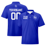 Custom Royal White Football Polo Shirts  Add Your Unique Logo/Name/Number