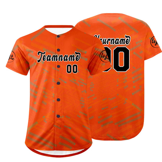 Custom Orange Black Baseball Jersey Personalized Gradient Team Uniforms Shirt with Name Number
