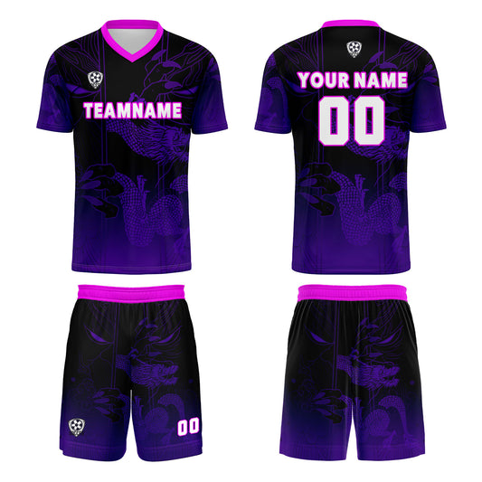 Custom Black Purple Uniform Jersey Kids Adults Personalized Set Jersey Shirt