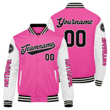 Custom Pink White Varsity Jackets for Men Women Youth Personalized Letterman Jackets