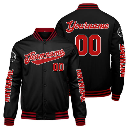 Custom Red Black Varsity Jackets for Men Women Youth Personalized Letterman Jackets