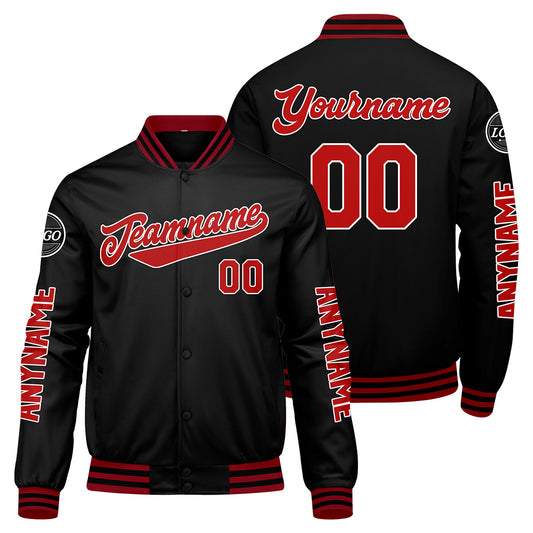 Custom Red Black Varsity Jackets for Men Women Youth Personalized Letterman Jackets
