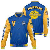 Custom Color Blue Yellow Varsity Jackets for Men Women Youth Personalized Letterman Jackets
