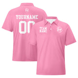 Custom Pink White Football Polo Shirts  Add Your Unique Logo/Name/Number