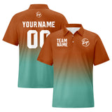 Custom Brown Cyan Football Gradient Polo Shirts  Add Your Unique Logo/Name/Number