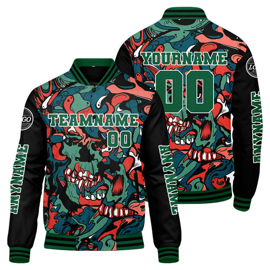 Custom Green Orange Varsity Jackets for Men Women Youth Personalized Letterman Jackets