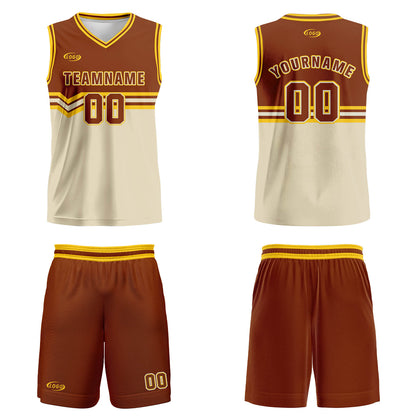 Custom Brown Beige Yellow Basketball Jersey Uniform Suit Printed Your Logo Name Number