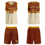 Custom Brown Beige Yellow Basketball Jersey Uniform Suit Printed Your Logo Name Number