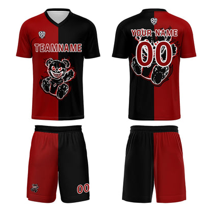 Custom Red Black Soccer Uniform Jersey Kids Adults Personalized Set Jersey Shirt