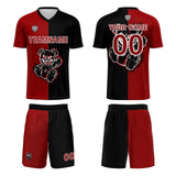Custom Red Black Soccer Uniform Jersey Kids Adults Personalized Set Jersey Shirt