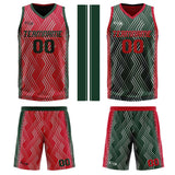 Custom Red Green Reversible Basketball Suit for Adults and Kids Personalized Jersey