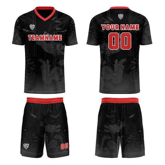 Custom Black Red Uniform Jersey Kids Adults Personalized Set Jersey Shirt