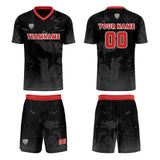 Custom Black Red Uniform Jersey Kids Adults Personalized Set Jersey Shirt