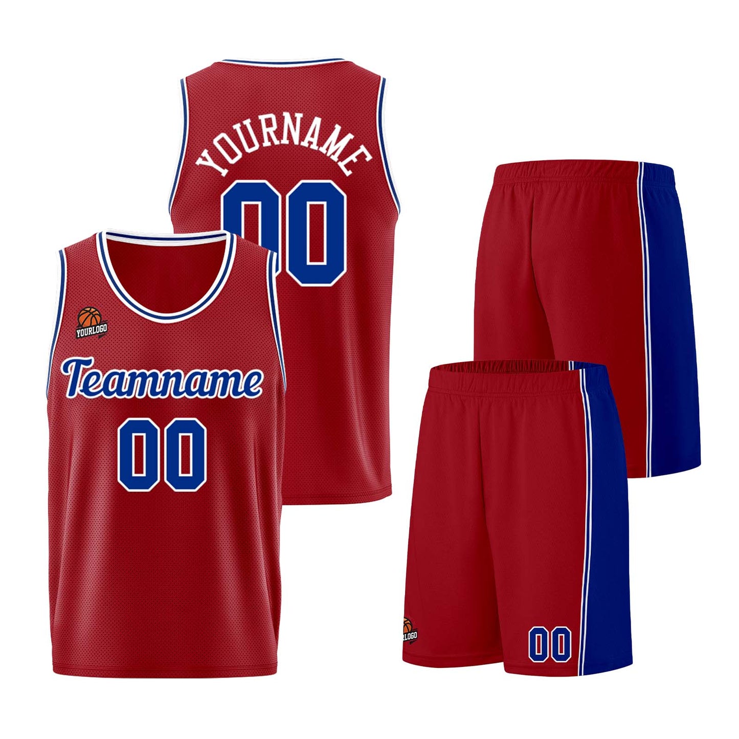 Custom Burgundy Royal Basketball Jersey for Men Women Adult Youth Stitched Name Number Logo