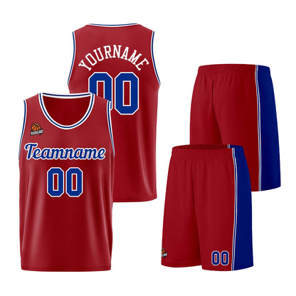 Custom Burgundy Royal Basketball Jersey for Men Women Adult Youth Stitched Name Number Logo
