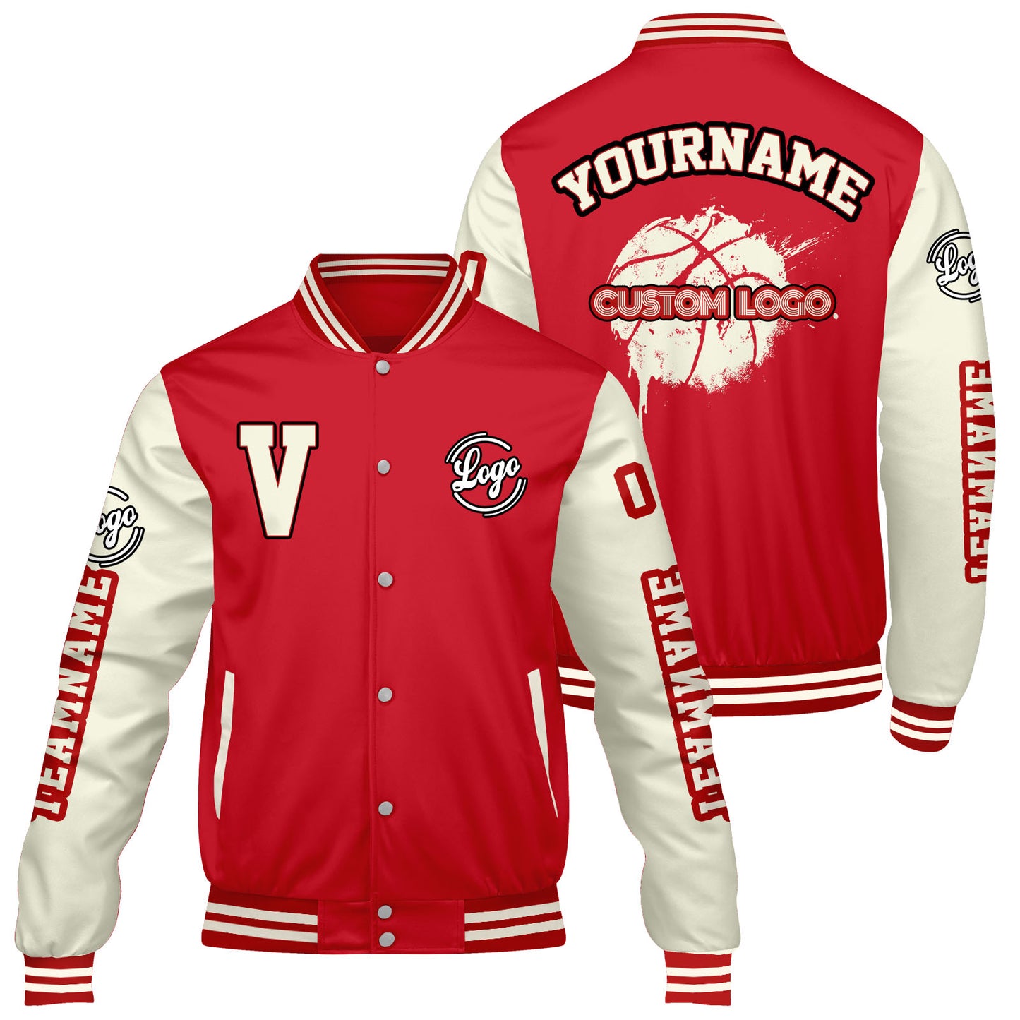 Custom Red Cream  Varsity Jackets for Men Women Youth Personalized Letterman Jackets