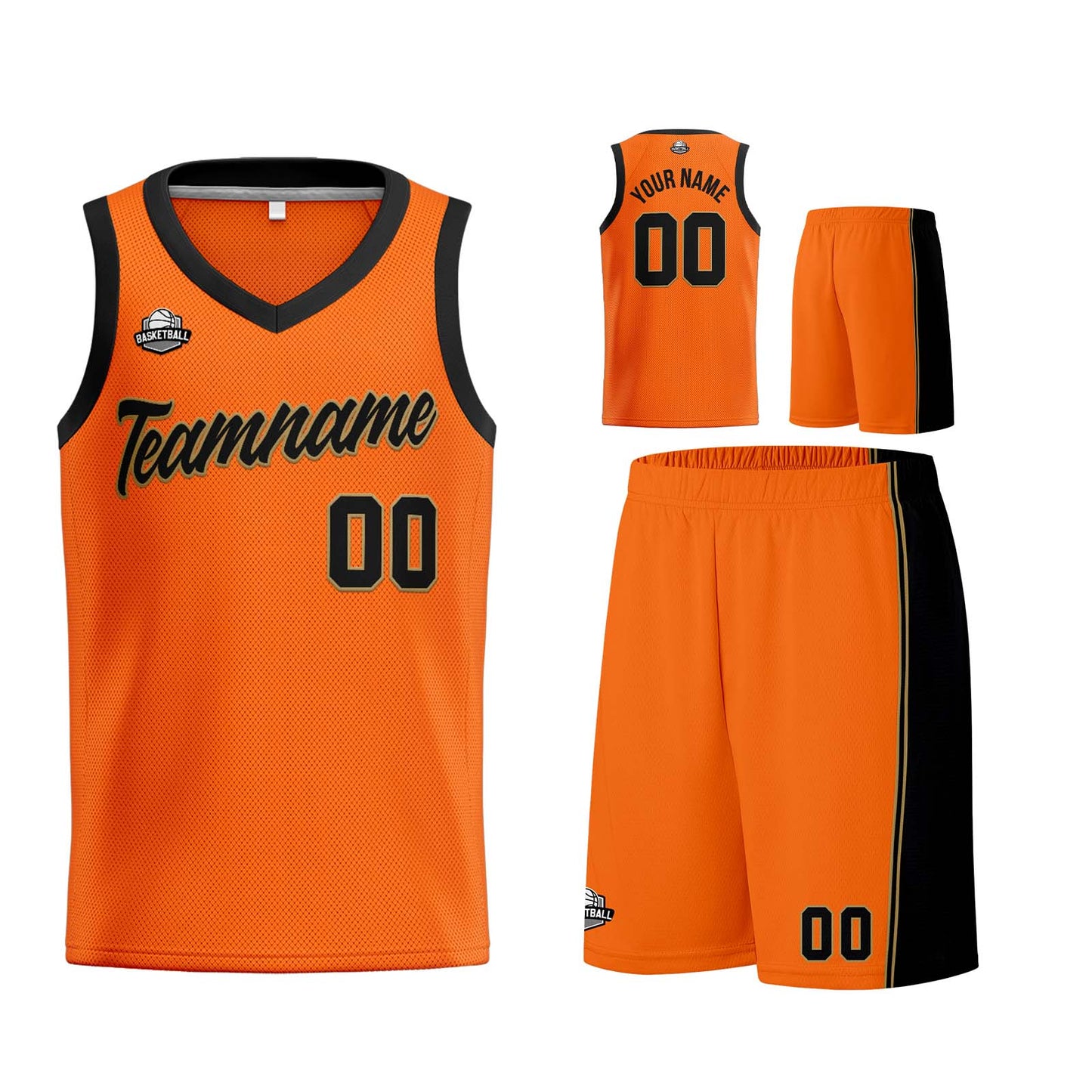 Custom Orange Black Basketball Jersey for Men Women Adult Youth Stitched Name Number Logo