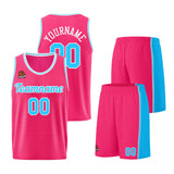 Custom Pink-Light Blue Basketball Jersey for Men Women Adult Youth Stitched Name Number Logo