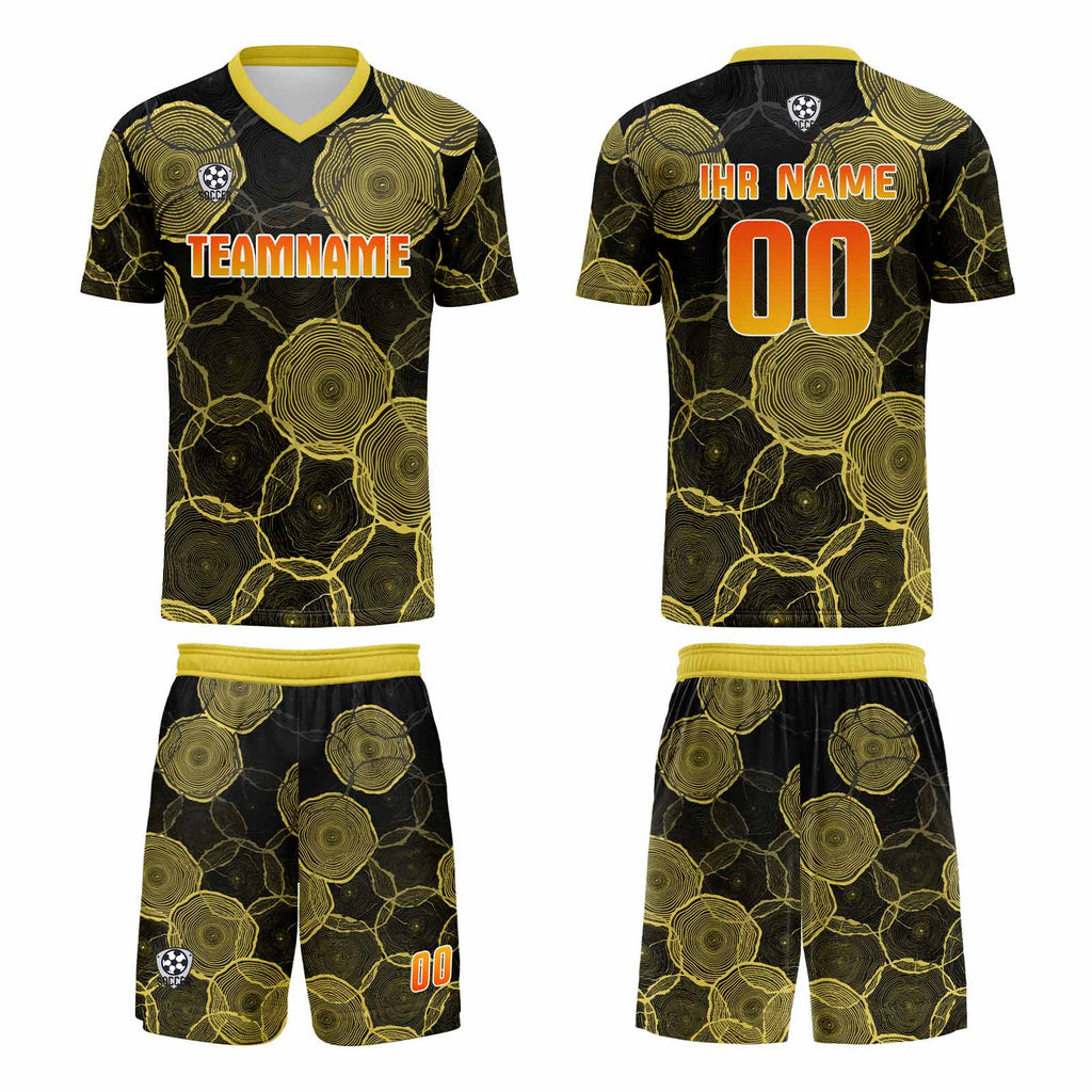 Custom  Black Yellow Uniform Jersey Kids Adults Personalized Set Jersey Shirt
