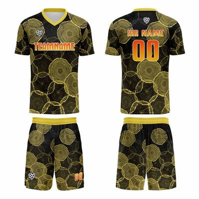 Custom  Black Yellow Uniform Jersey Kids Adults Personalized Set Jersey Shirt