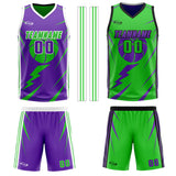 Custom Purple Green Reversible Basketball Suit for Adults and Kids Personalized Jersey