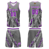 Custom Gray Violet Basketball Jersey Uniform Suit Printed Your Logo Name Number