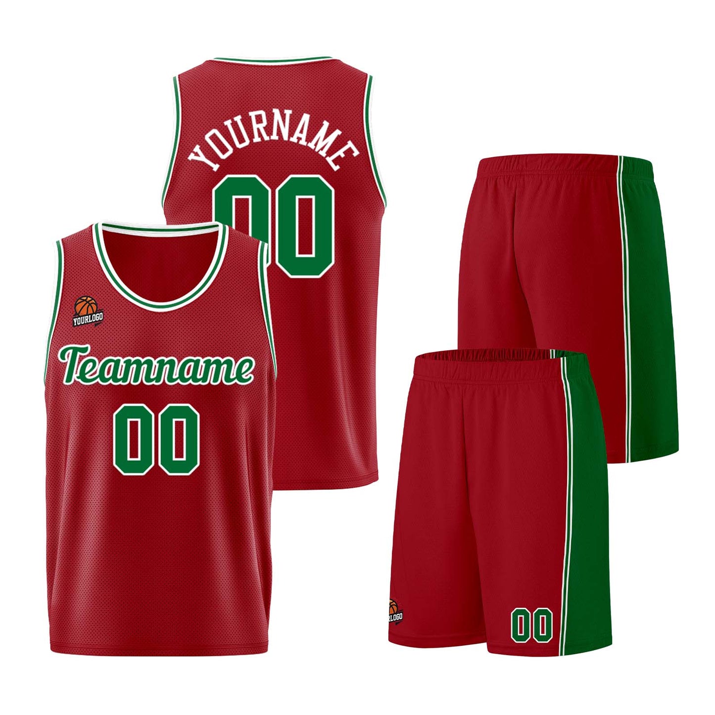 Custom Burgundy Green Basketball Jersey for Men Women Adult Youth Stitched Name Number Logo