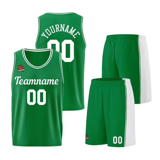 Custom Kelly Green White Basketball Jersey for Men Women Adult Youth Stitched Name Number Logo