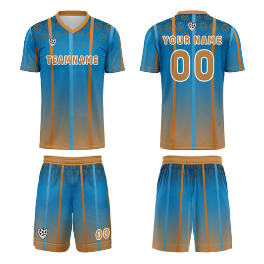 Custom Blue Brown Uniform Jersey Kids Adults Personalized Set Jersey Shirt