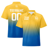 Custom Yellow Blue Football Gradient Polo Shirts  Add Your Unique Logo/Name/Number