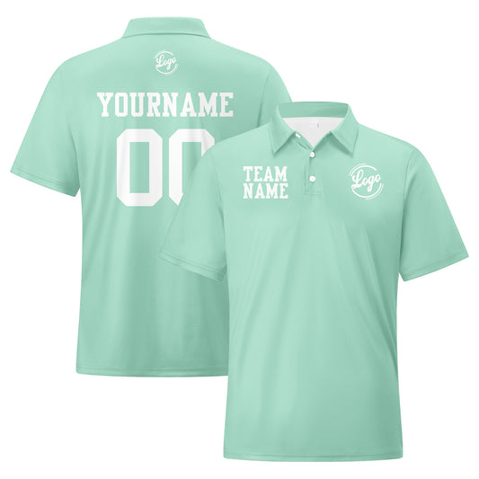 Custom Light Pea Green White Football Polo Shirts  Add Your Unique Logo/Name/Number