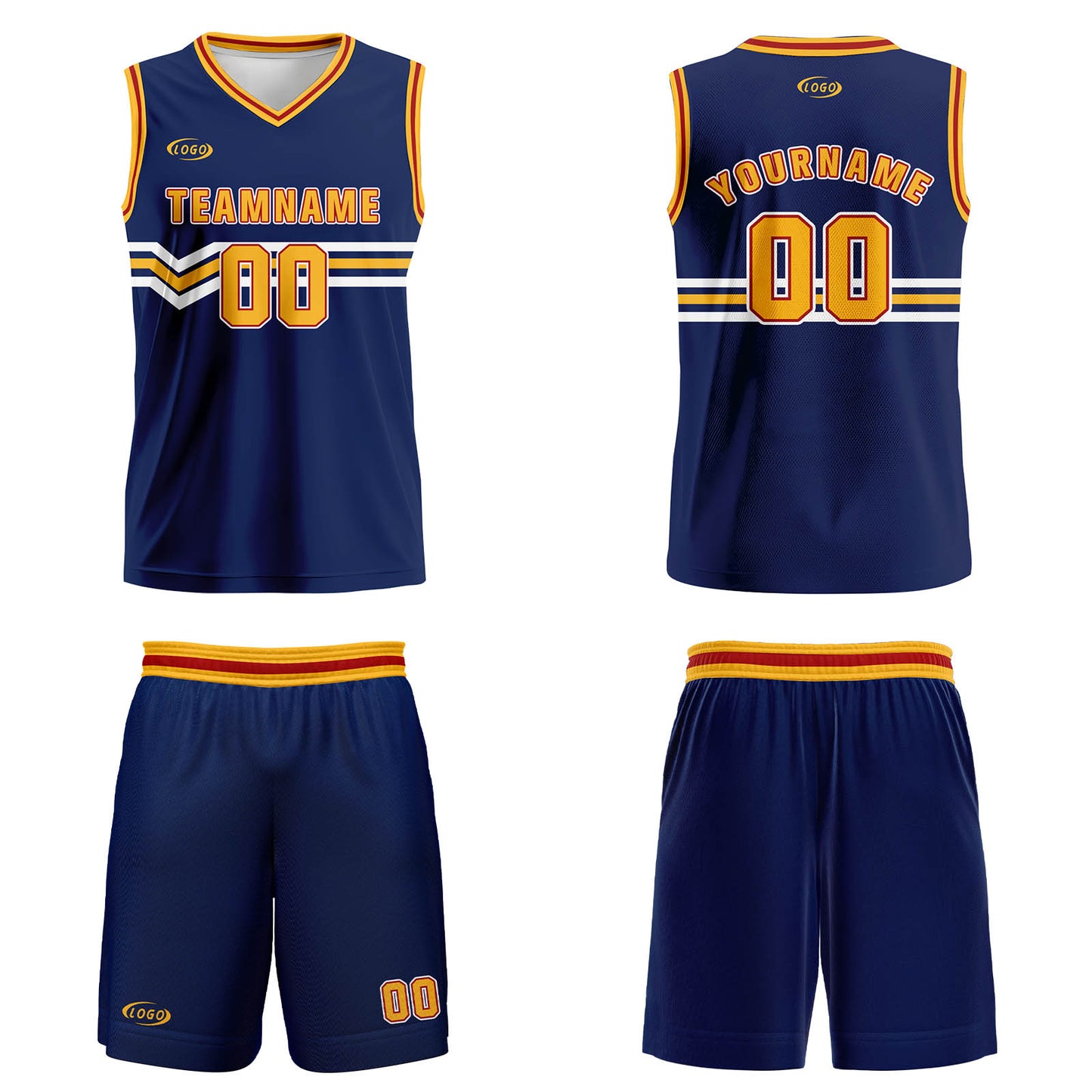 Custom Blue Yellow White Red Basketball Jersey Uniform Suit Printed Your Logo Name Number