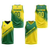 Custom Yellow Green Reversible Basketball Suit for Adults and Kids Personalized Jersey