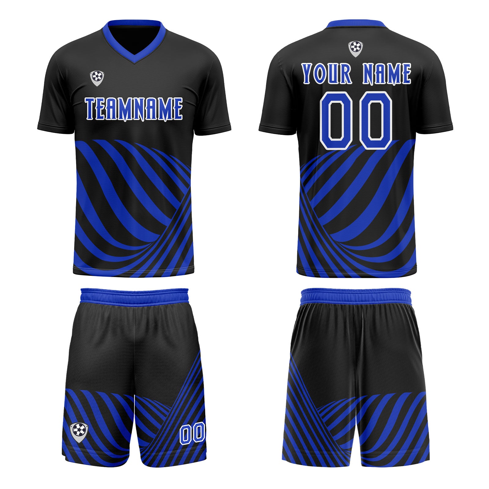 Custom Black Blue Uniform Jersey Kids Adults Personalized Set Jersey Shirt