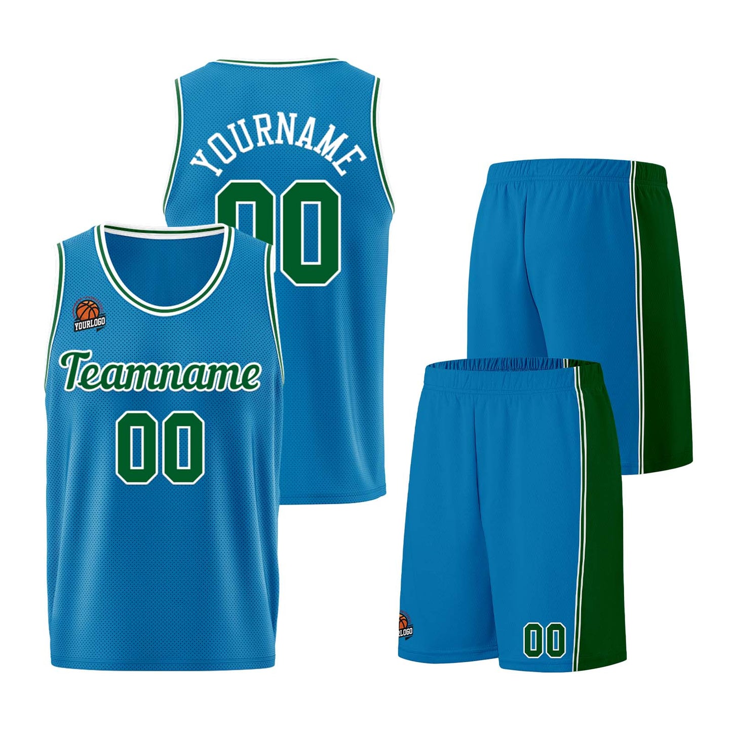 Custom Blue-Green Basketball Jersey for Men Women Adult Youth Stitched Name Number Logo