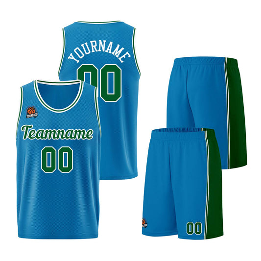 Custom Blue-Green Basketball Jersey for Men Women Adult Youth Stitched Name Number Logo