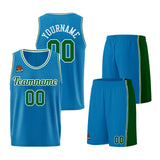 Custom Blue-Green Basketball Jersey for Men Women Adult Youth Stitched Name Number Logo