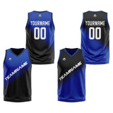Custom Blue Black Reversible Basketball Suit for Adults and Kids Personalized Jersey