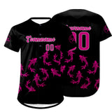 Custom Black Rose Pink Baseball Jersey Personalized Gradient Team Uniforms Shirt with Name Number