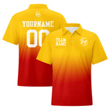 Custom Yellow Red Football Gradient Polo Shirts  Add Your Unique Logo/Name/Number