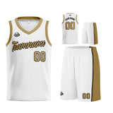 Custom White Gold Basketball Jersey for Men Women Adult Youth Stitched Name Number Logo