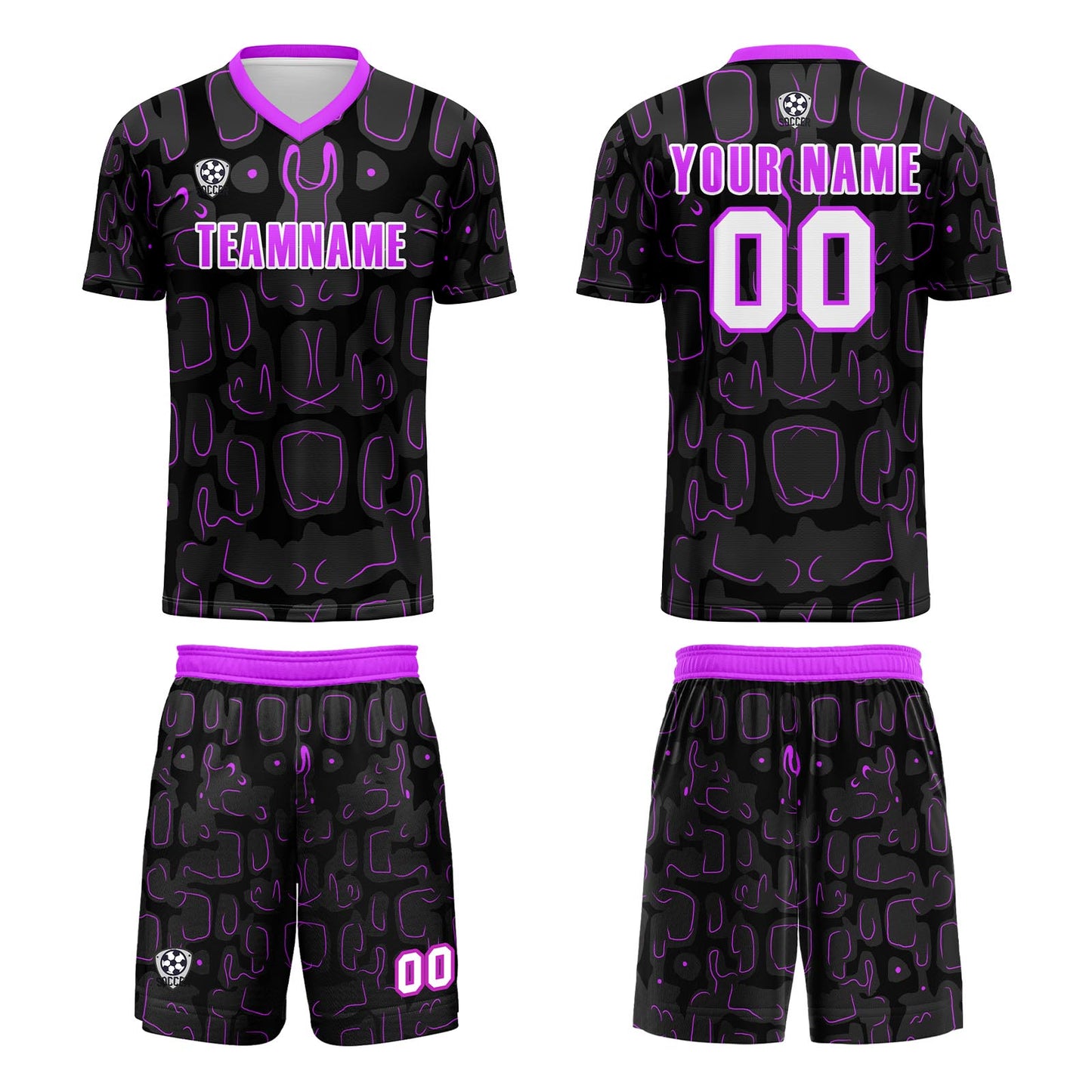 Custom Black Purple Soccer Uniform Jersey Kids Adults Personalized Set Jersey Shirt