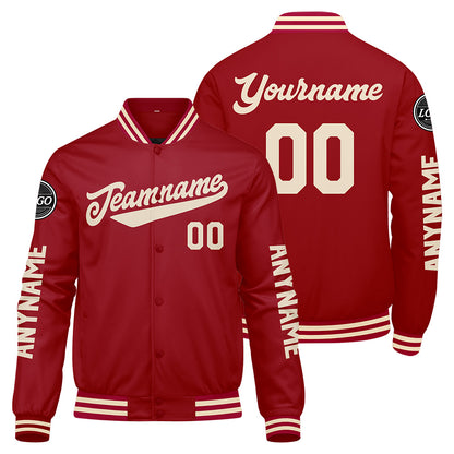 Custom Red Cream Varsity Jackets for Men Women Youth Personalized Letterman Jackets