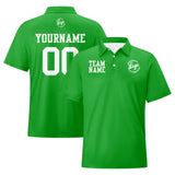 Custom Grass Green White Football Polo Shirts  Add Your Unique Logo/Name/Number
