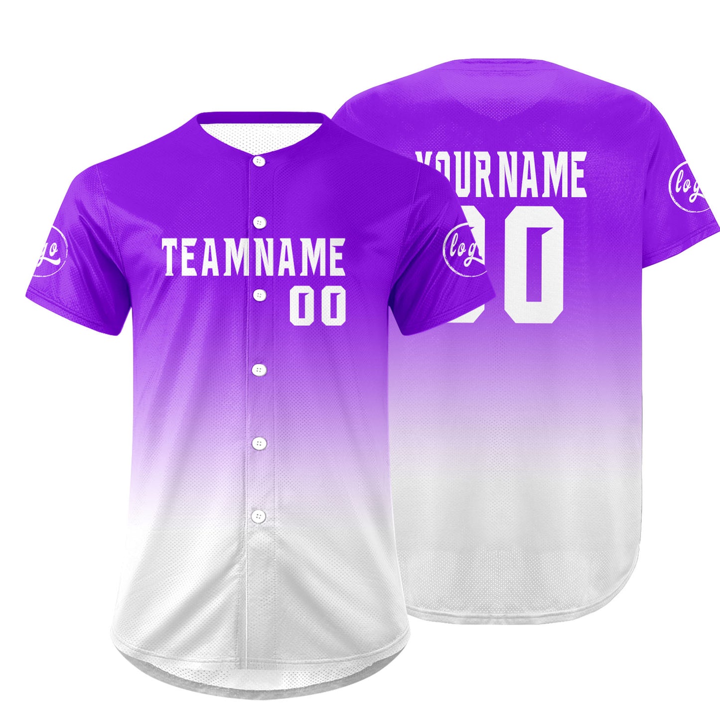 Custom Purple White Baseball Jersey Personalized Gradient Team Uniforms Shirt with Name Number