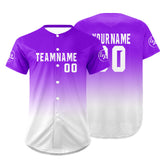 Custom Purple White Baseball Jersey Personalized Gradient Team Uniforms Shirt with Name Number
