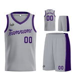 Custom Gray Purple Basketball Jersey for Men Women Adult Youth Stitched Name Number Logo