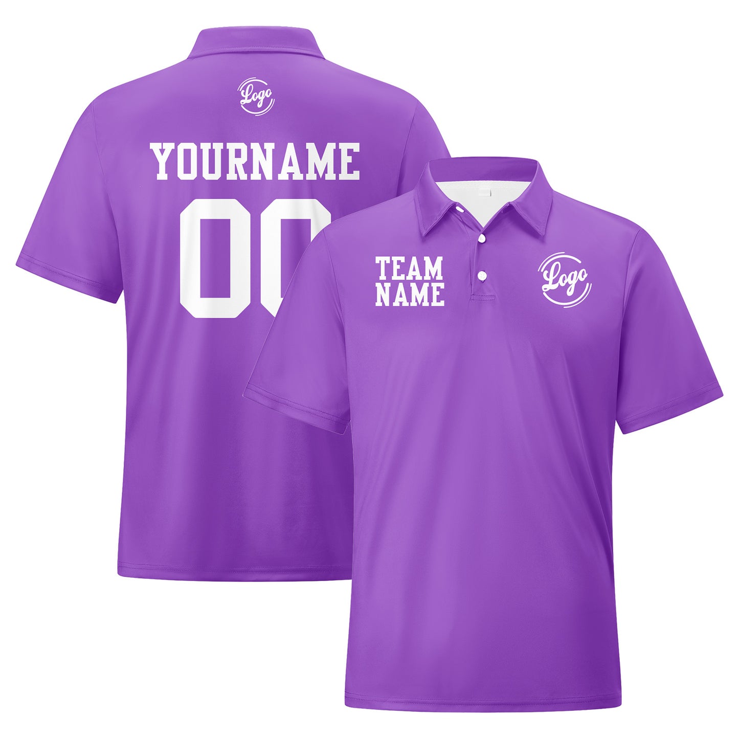 Custom Purple White Football Polo Shirts  Add Your Unique Logo/Name/Number