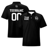 Custom Black White Football Polo Shirts  Add Your Unique Logo/Name/Number